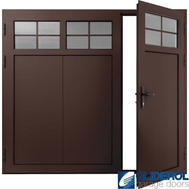 MAHOGANY-BROWN (RAL8016) Insulated Traditional Vertical Wide Rib Side Hinged Garage Door (1/3)