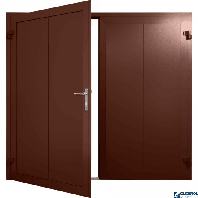 Gliderol MAHOGANY-BROWN (RAL8016) Insulated Vertical Wide Rib Side Hinged Garage Door