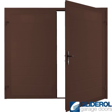 MAHOGANY BROWN (RAL8016) Premium Horizontal Medium Rib (non-insulated) Side Hinged Garage Door