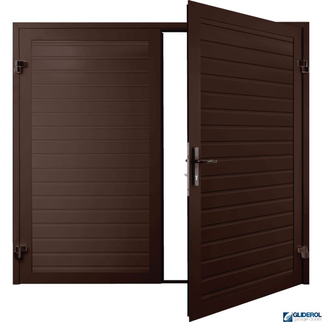 Gliderol MAHOGANY BROWN (RAL8016) Premium Horizontal Standard Rib (non-insulated) Side Hinged Garage Door