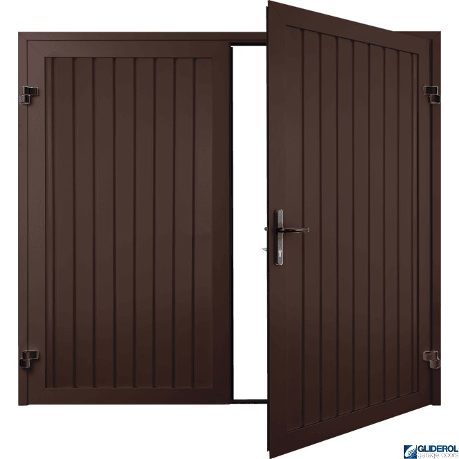 Gliderol MAHOGANY BROWN (RAL8016) Premium Vertical Standard Rib (non-insulated) Side Hinged Garage Door