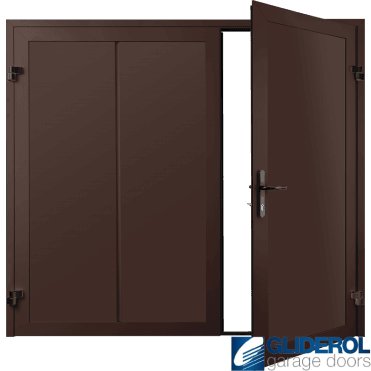 MAHOGANY BROWN (RAL8016) Premium Vertical Wide Rib (non-insulated) Side Hinged Garage Door
