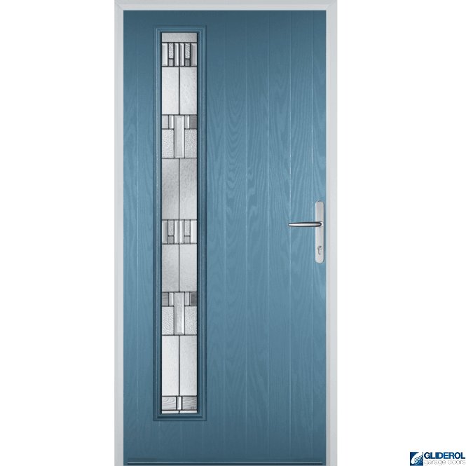 Gliderol Milburn L1 front entrance door PASTLE BLUE (RAL5024)