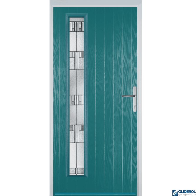 Gliderol Milburn L1 front entrance door TURQUIOSE BLUE (RAL5018)
