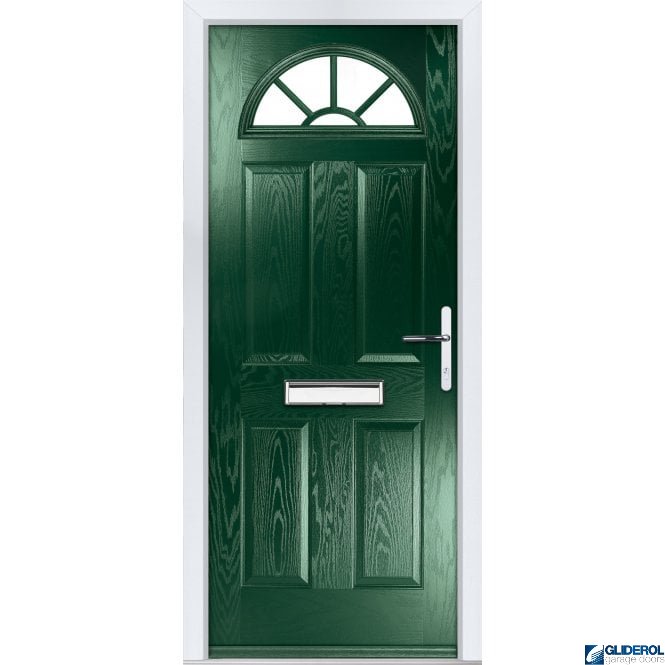 Gliderol Montgomery sunburst front entrance door GREEN (RAL6009)