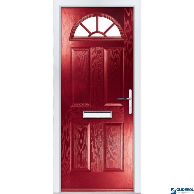 Gliderol Montgomery sunburst front entrance door RED