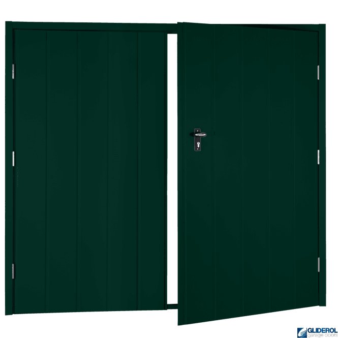 Gliderol MOSS GREEN (RAL6005) Budget Vertical Medium Rib Side Hinged Garage Door