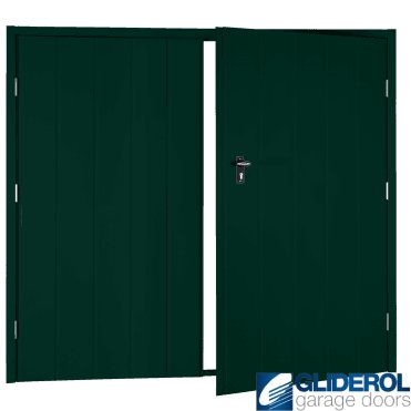 MOSS GREEN (RAL6005) Budget Vertical Medium Rib Side Hinged Garage Door
