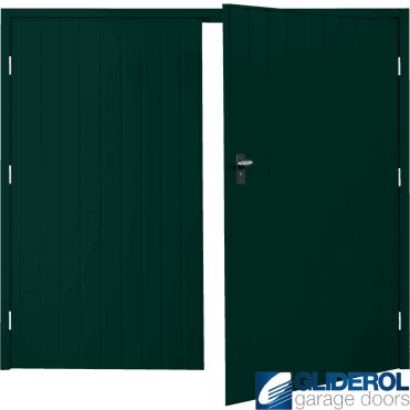 MOSS GREEN (RAL6005) Budget Vertical Standard Rib Side Hinged Garage Door