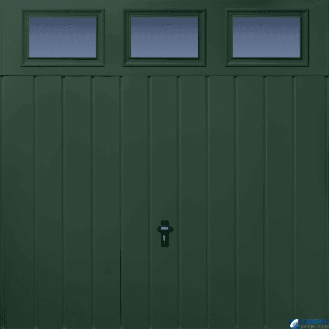 Gliderol MOSS-GREEN (RAL6005) Chester Vertical Medium Rib with Windows