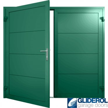 MOSS-GREEN (RAL6005) Insulated Horizontal Wide Rib Side Hinged Garage Door