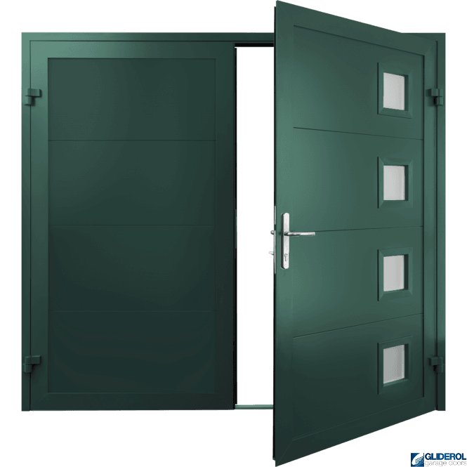 Gliderol MOSS-GREEN (RAL6005) Insulated Porthole Side Hinged Garage Door