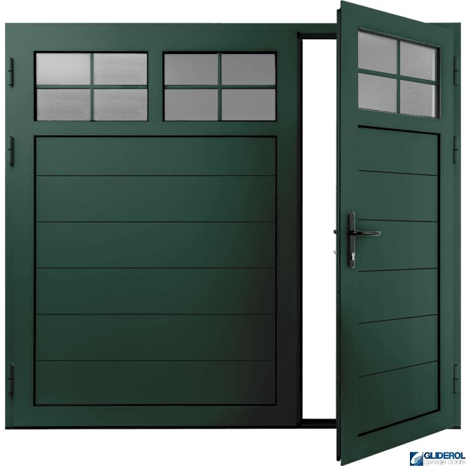 Gliderol MOSS-GREEN (RAL6005) Insulated Traditional Horizontal Medium Rib Side Hinged Garage Door (1/3)