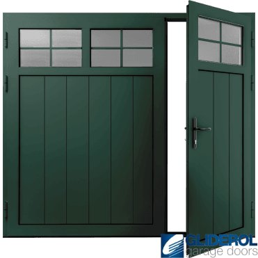 MOSS-GREEN (RAL6005) Insulated Traditional Vertical Medium Rib Side Hinged Garage Door (1/3)
