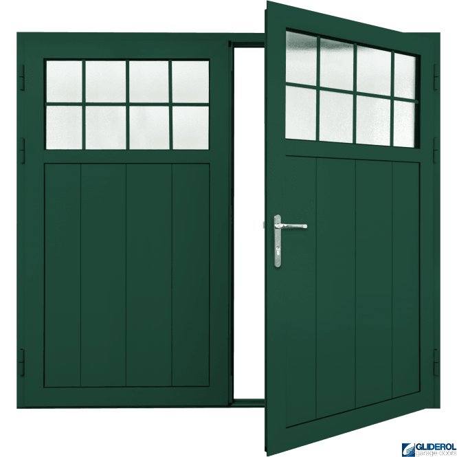 Gliderol MOSS-GREEN (RAL6005) Insulated Traditional Vertical Medium Rib Side Hinged Garage Door