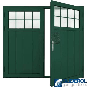 MOSS-GREEN (RAL6005) Insulated Traditional Vertical Medium Rib Side Hinged Garage Door