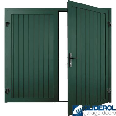 MOSS GREEN (RAL6005) Premium Vertical Standard Rib (non-insulated) Side Hinged Garage Door