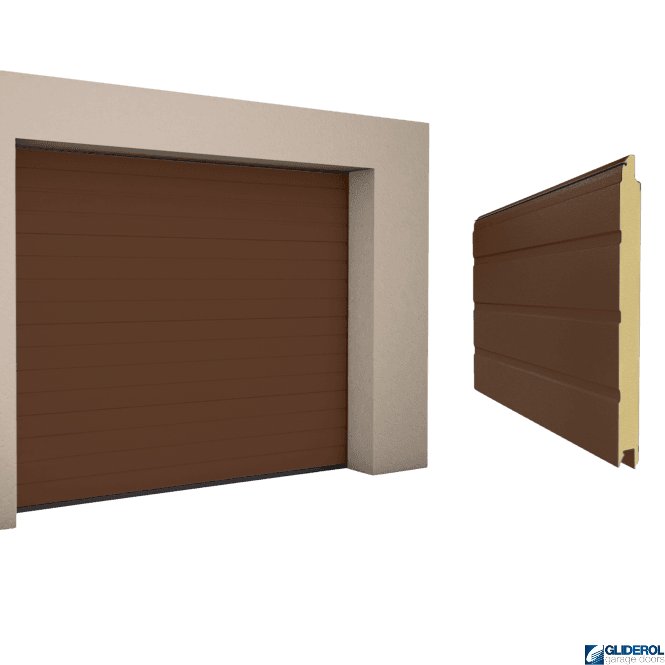 Gliderol NUT BROWN (RAL8011)  S-Rib woodgrain Sectional Garage Door