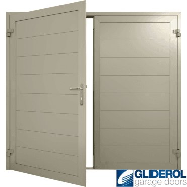 PEBBLE-GREY (RAL7032) Insulated Horizontal Medium Rib Side Hinged Garage Door