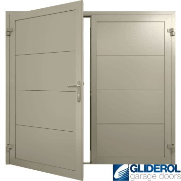 PEBBLE-GREY (RAL7032) Insulated Horizontal Wide Rib Side Hinged Garage Door