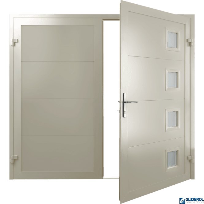 Gliderol PEBBLE-GREY (RAL7032) Insulated Porthole Side Hinged Garage Door
