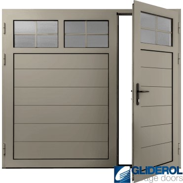 PEBBLE-GREY (RAL7032) Insulated Traditional Horizontal Medium Rib Side Hinged Garage Door (1/3)