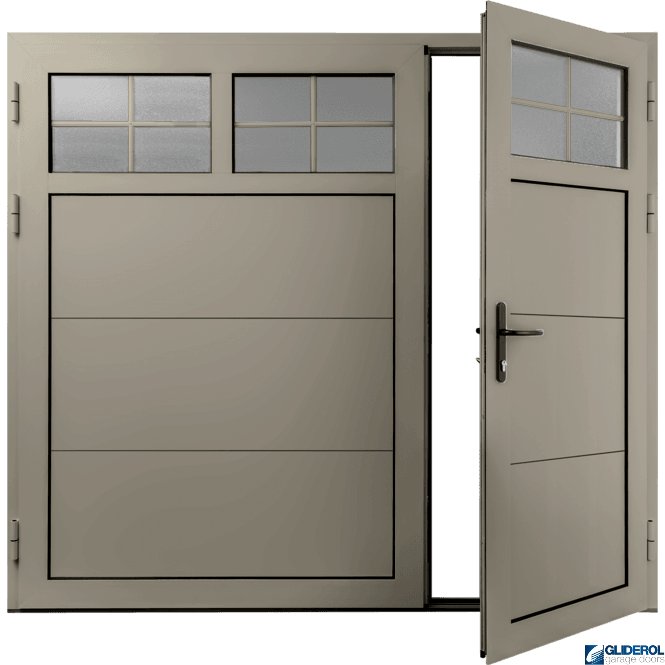 Gliderol PEBBLE-GREY (RAL7032) Insulated Traditional Horizontal Wide Rib Side Hinged Garage Door (1/3)