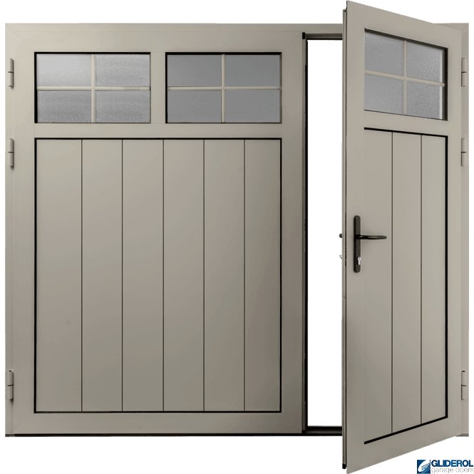 Gliderol PEBBLE-GREY (RAL7032) Insulated Traditional Vertical Medium Rib Side Hinged Garage Door (1/3)