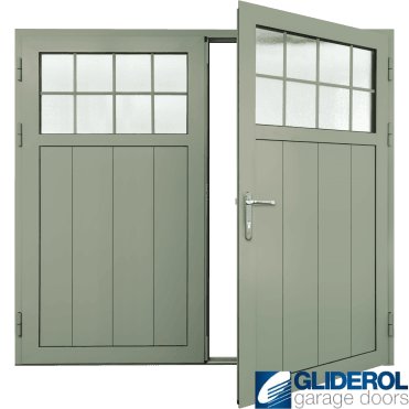 PEBBLE-GREY (RAL7032) Insulated Traditional Vertical Medium Rib Side Hinged Garage Door