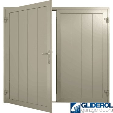 PEBBLE-GREY (RAL7032) Insulated Vertical Medium Rib Side Hinged Garage Door