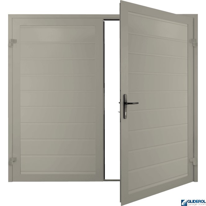 Gliderol PEBBLE GREY (RAL7032) Premium Horizontal Medium Rib (non-insulated) Side Hinged Garage Door