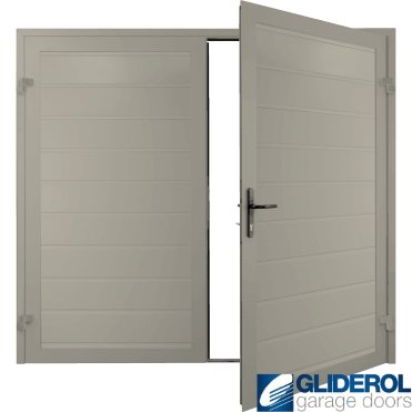 PEBBLE GREY (RAL7032) Premium Horizontal Medium Rib (non-insulated) Side Hinged Garage Door