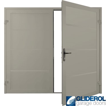 PEBBLE GREY (RAL7032) Premium Horizontal Wide Rib (non-insulated) Side Hinged Garage Door
