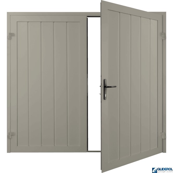 Gliderol PEBBLE GREY (RAL7032) Premium Vertical Medium Rib (non-insulated) Side Hinged Garage Door