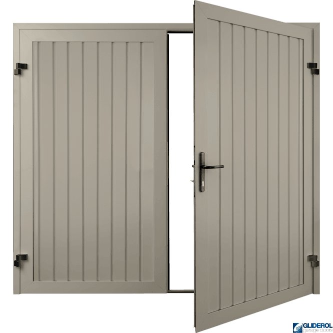 Gliderol PEBBLE GREY (RAL7032) Premium Vertical Standard Rib (non-insulated) Side Hinged Garage Door