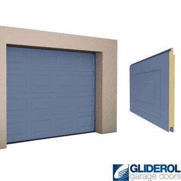 PIGEON BLUE (RAL5014) Georgian woodgrain Sectional Garage Door