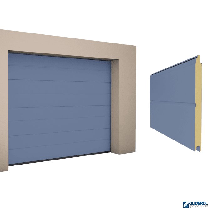 Gliderol PIGEON BLUE (RAL5014) M-Rib woodgrain Sectional Garage Door