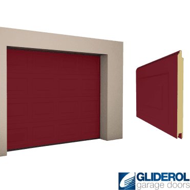 PURPLE RED (RAL3004) Georgian woodgrain Sectional Garage Door