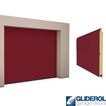 PURPLE RED (RAL3004) M-Rib woodgrain Sectional Garage Door