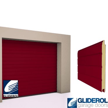 PURPLE RED (RAL3004) S-Rib woodgrain Sectional Garage Door
