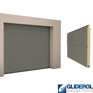 QUARTZ GREY (RAL7039) M-Rib woodgrain Sectional Garage Door