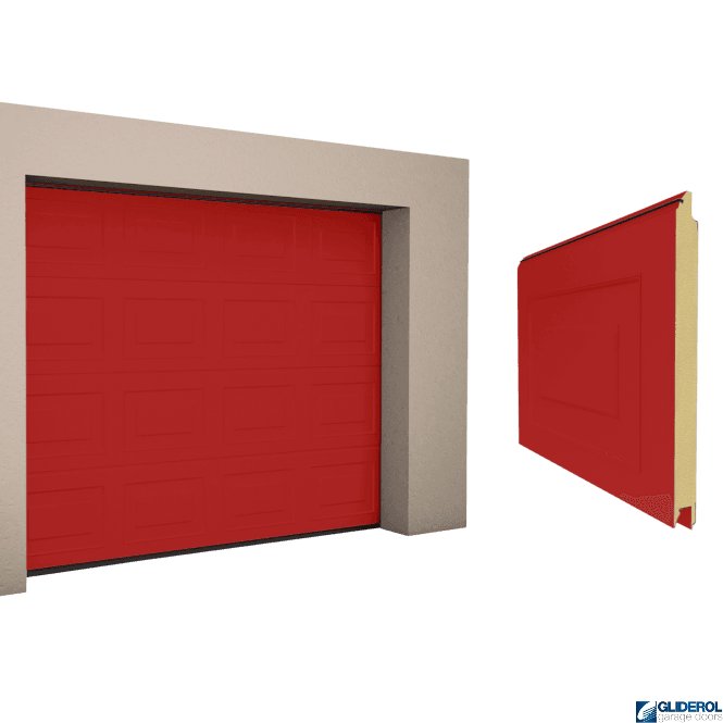 Gliderol RED FLAME (RAL3000) Georgian woodgrain Sectional Garage Door