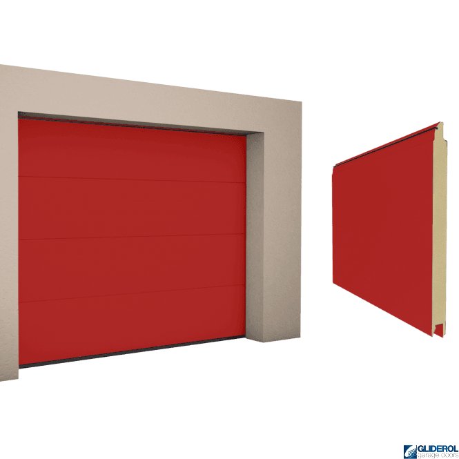Gliderol RED FLAME (RAL3000) L-Rib smooth Sectional Garage Door