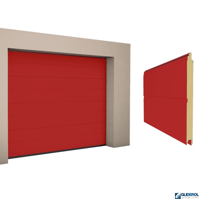 Gliderol RED FLAME (RAL3000) M-Rib woodgrain Sectional Garage Door