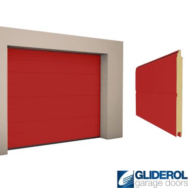 RED FLAME (RAL3000) M-Rib woodgrain Sectional Garage Door