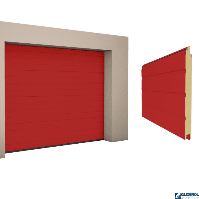 Gliderol RED FLAME (RAL3000) S-Rib woodgrain Sectional Garage Door