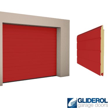 RED FLAME (RAL3000) S-Rib woodgrain Sectional Garage Door