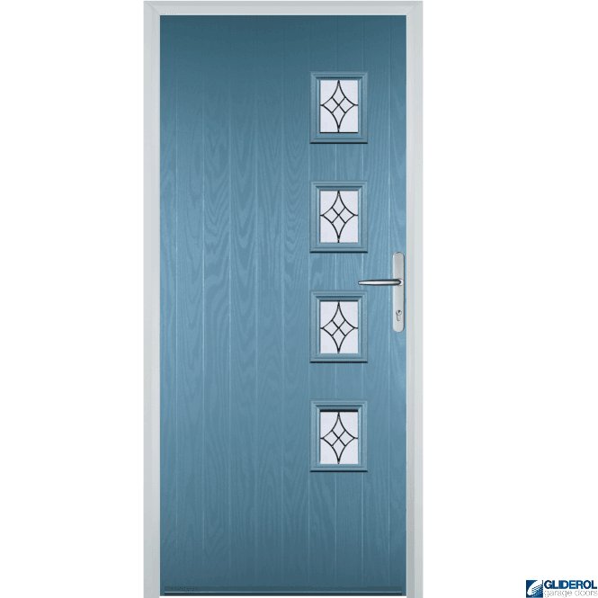 Gliderol Robson R4 front entrance door PASTLE BLUE (RAL5024)
