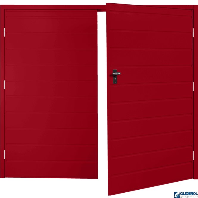 Gliderol RUBY RED (RAL3003) Budget Horizontal Medium Rib Side Hinged Garage Door