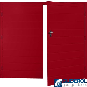 RUBY RED (RAL3003) Budget Horizontal Medium Rib Side Hinged Garage Door